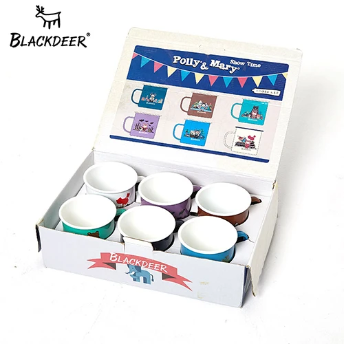 BLACKDEER для отдыха на природе 500 мл эмалированная чашка для напитков, воды, колы, пивная кружка, Свернутый Край, для путешествий, Спортивная посуда, китайская, мультяшная, уникальная - Цвет: Set