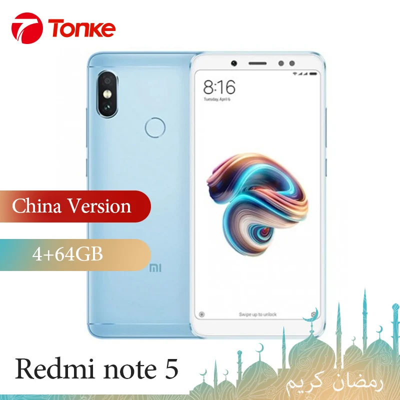 Xiaomi телефон Redmi Note 5 64 Гб ПЗУ 4 ОЗУ Snapdragon 636 Восьмиядерный Двойная камера 12 Мп + 99