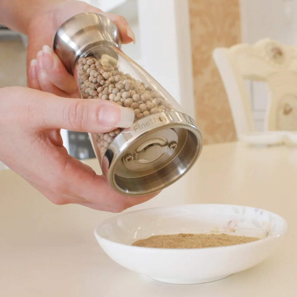 Finether Brand 2pc 304 Stainless Steel Salt Shaker and Pepper Mill Set