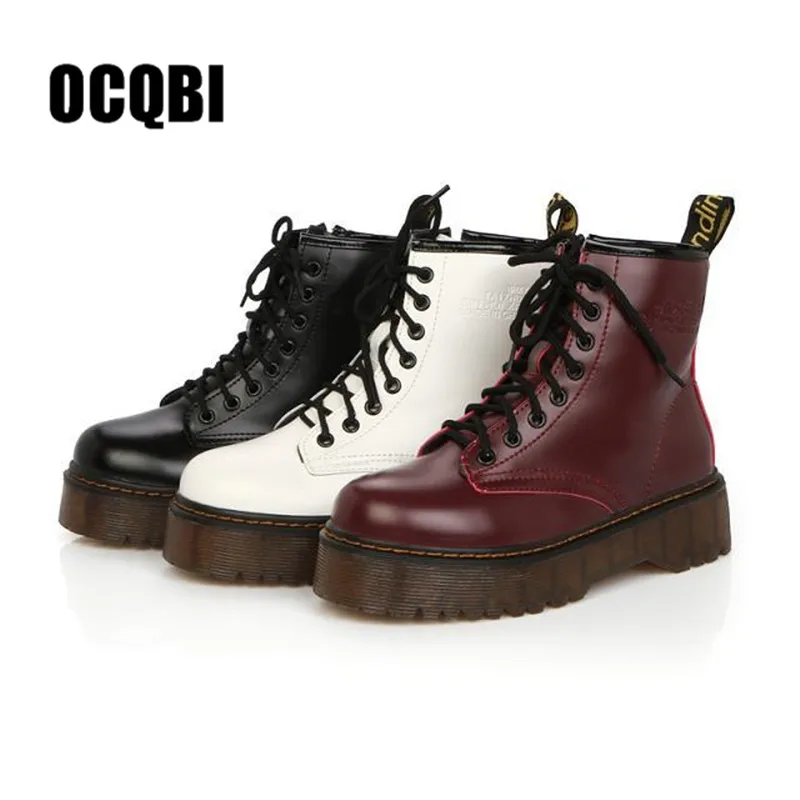Najtaniej Buty zimowe damskie buty Martin platformy ciepłe bawełniane buty motocyklowe Farbic klasyczny rozmiar bucików 35 40 kobiet buty botas mujer