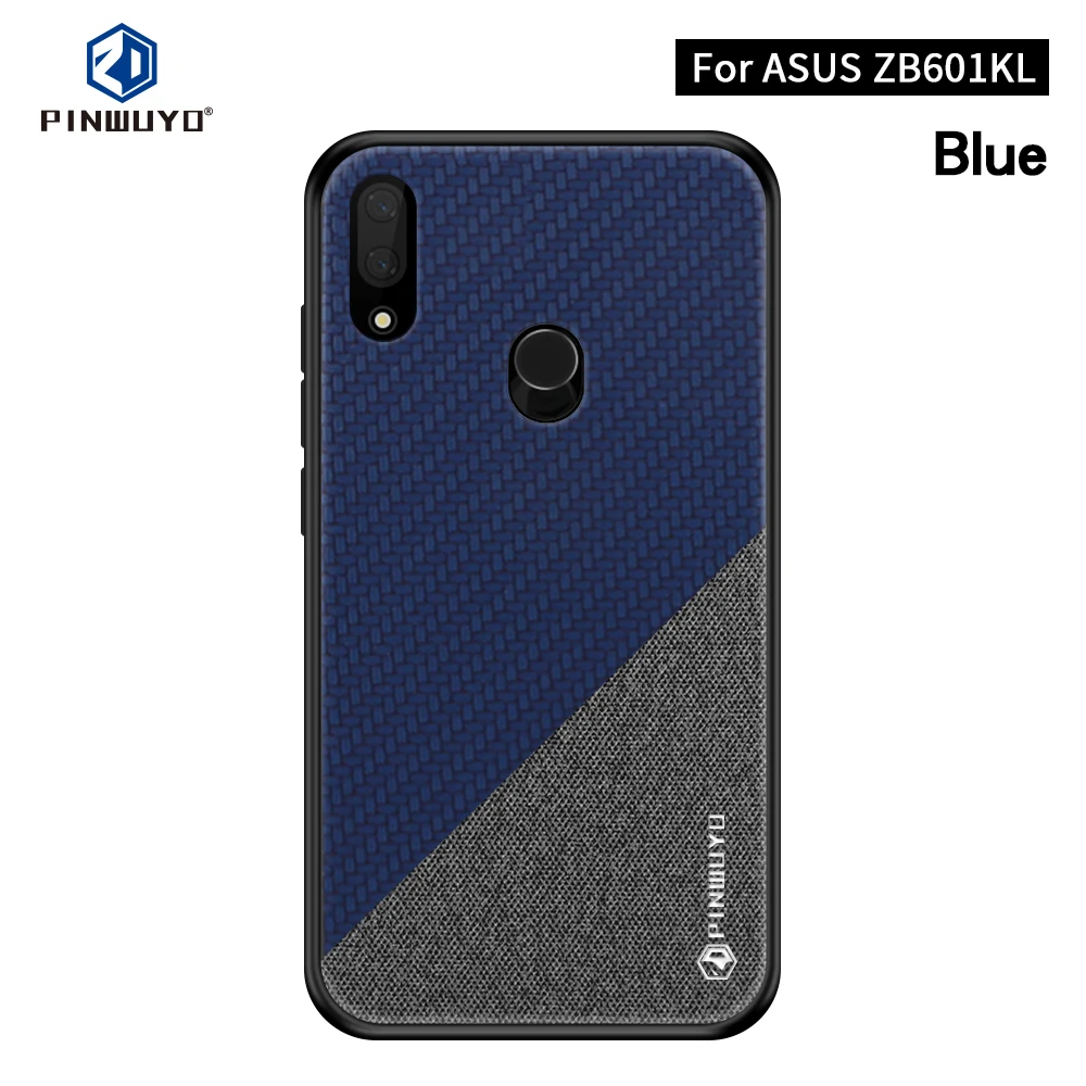 Темно-синий PINWUYO для ASUS Zenfone Max Pro M1 ZB601KL Чехол Жесткий ПК+ Ткань задняя крышка чехол s для ASUS ZB601KL полный защитный чехол для телефона - Цвет: Темно-синий