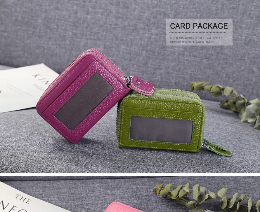 Fashion Brand Genuine Leather Women Card Holder Double Zipper Large Capacity Female ID Credit Card Case Bag Wallet Fashion Brand Genuine Leather Women Card Holder Double Zipper Large Capacity Female ID Credit Card Case Bag Wallet