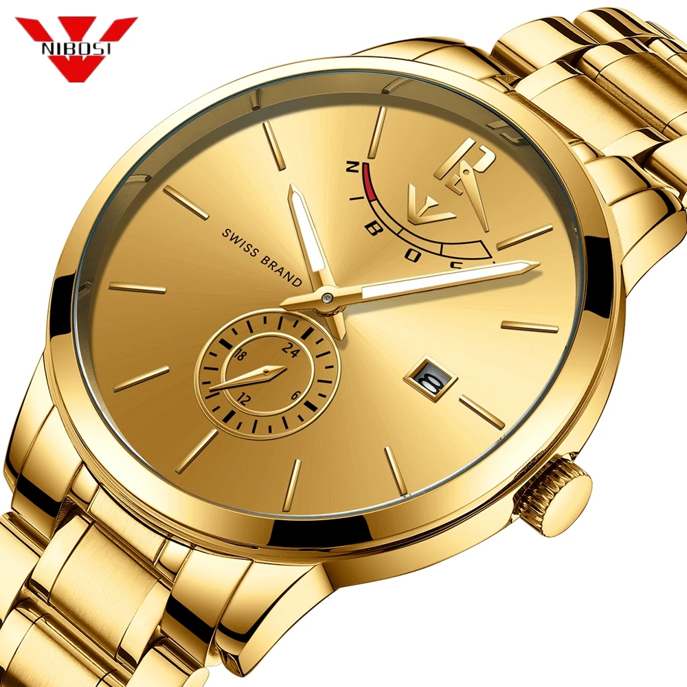 

NIBOSI Quartz Watch Men Gold Sports Watches Men's Military Luxury Top Brand Waterproof Wrist Watch Clock Relogio Masculino Reloj