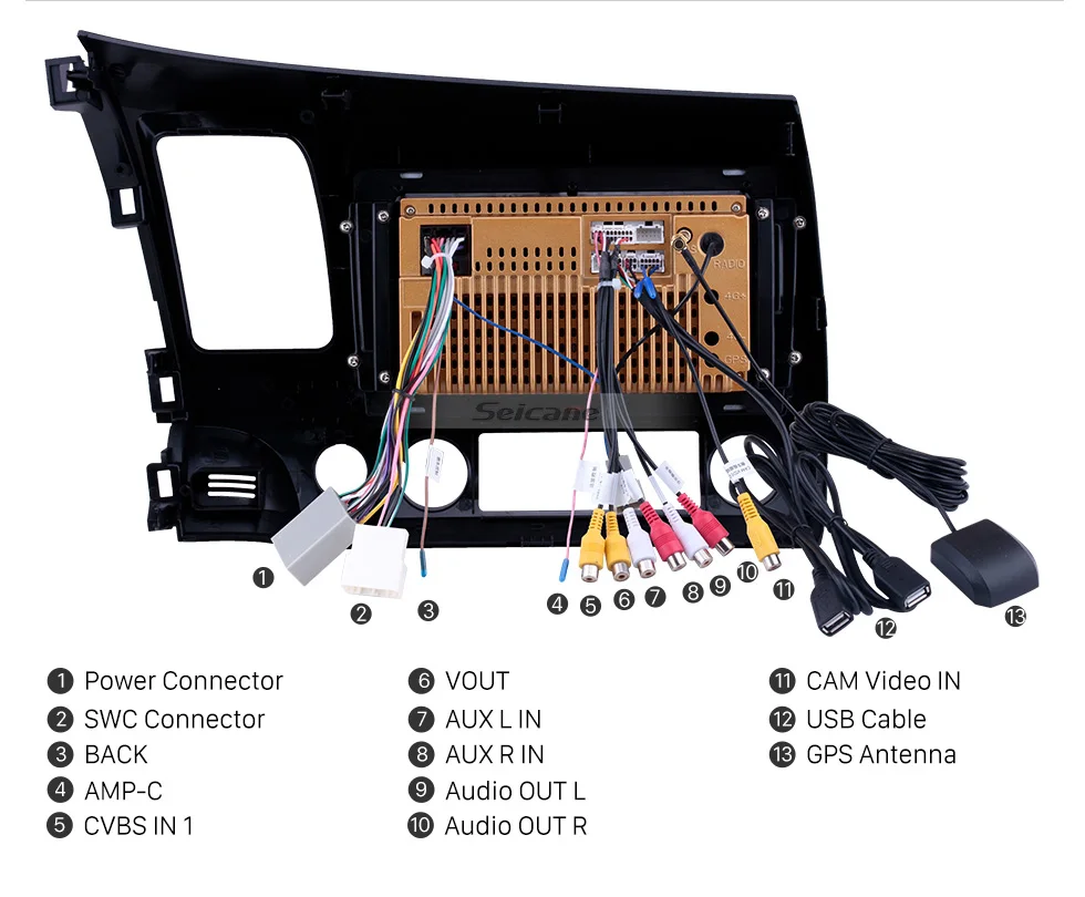 Seicane Android 8,1 " Автомобильный мультимедийный плеер для Honda Civic 2006 2007 2008 2009 2010 2011 2din gps навигация поддержка AUX USB