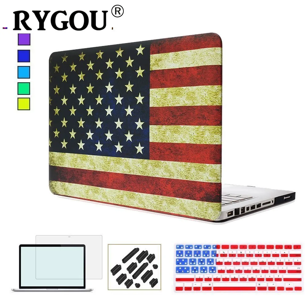 

RYGOU Decal US & UK Flag Pattern Matte Finish Laptop Case for Macbook Air Pro Retina 11 12 13 15 inch Hardshell for Mac Pro