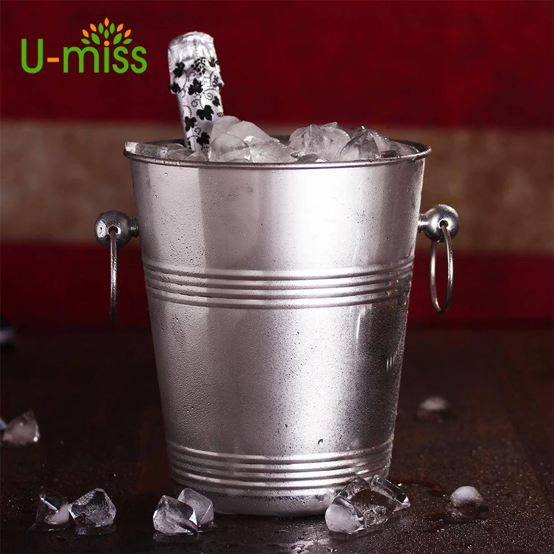 U Miss 5L Stainless Steel Bar Ice Bucket Champagne Bucket Wine Bucket