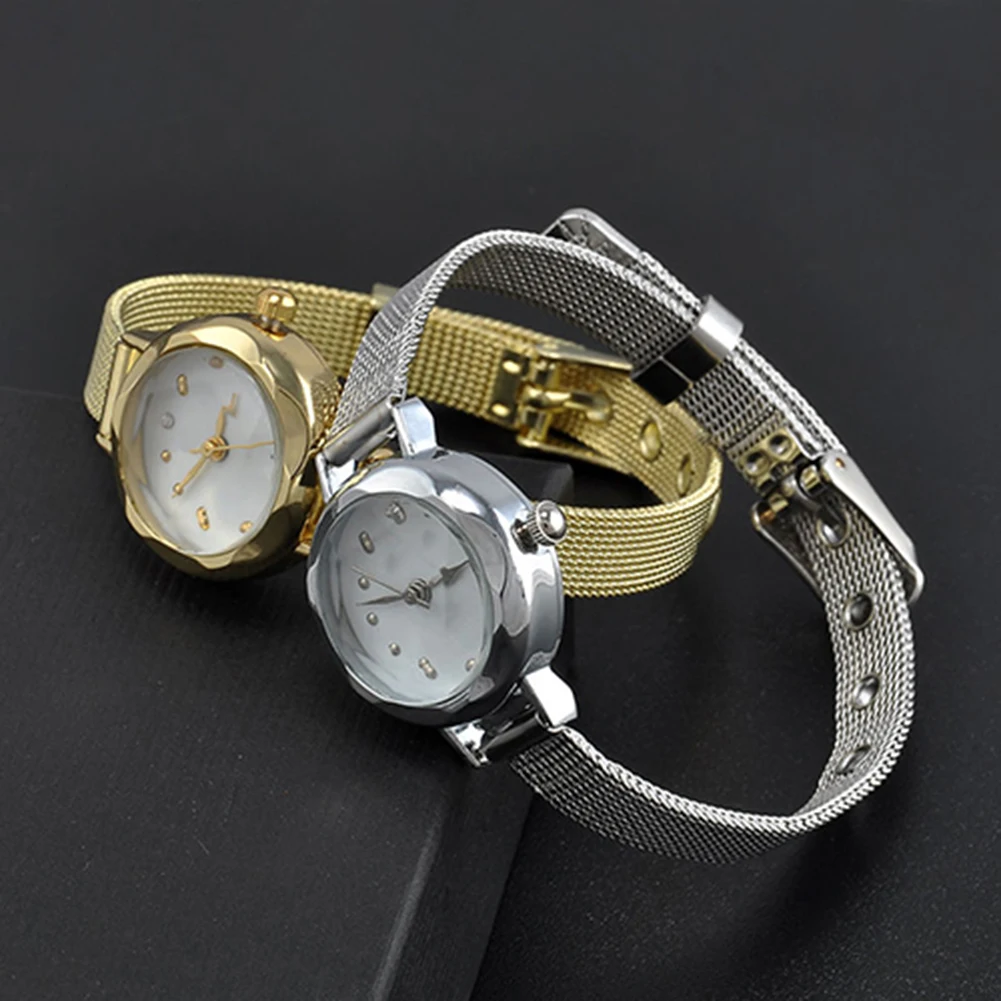 

Women's Fashion Alloy Bracelet Style Rhinestone Inlaid Slim Quartz Wrist Watch