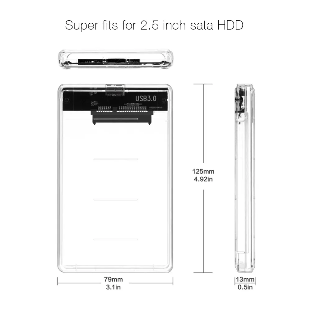 Moweek прозрачный 2,5 дюймов HDD Sata случае к USB адаптер с кабелем hdd box usb 3,0 High Скорость HDD корпус для SSD kingston