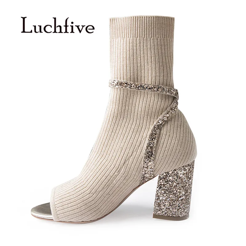 sequin heel boots