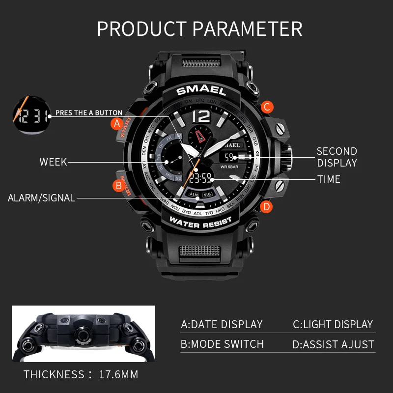 Military Watch Waterproof 50M S Shock Resitant Sport Watches saat Digital Clock Men Military Army 1