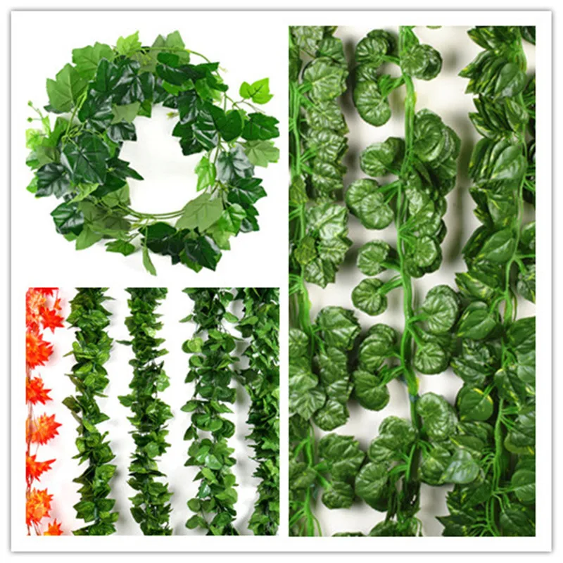 

1pc Artificial Plants Trailing Ivy Vine Leaf Garland Plants Foliage Leaf Flowers Hanging Grape Maple Leaf Garland Fake Foliage