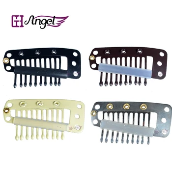 

Charlie's Angels 100pcs 36mm 10-teeth Hair Snap Metal Clips With Silicone Back Wigs Comb Clips For Clip In Hair Extensions Tools