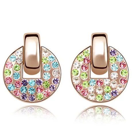 

Best sale crystal stud earrings jewelry color rose gold stud earrings for girlfriend earrings for women