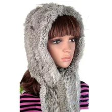 Real Rabbit Fur Hats With Scarf for Women 2019 Winter Fashion Real Fur Hat With Ears Female Ladies Knitted Cap