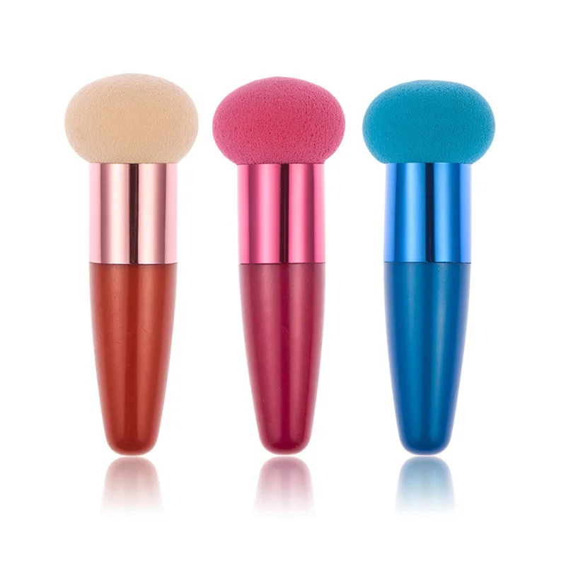 Fashion Women Makeup Puff With Handle Latex Dry Wet Dual-purpose Face Sponge Foundation Blender For Lady Cosmetic Makeup Tool