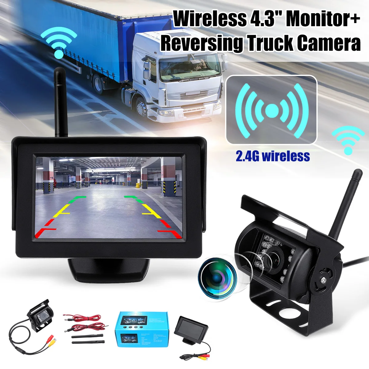 Us 36 11 Off 2 4g Wireless Car Rear View Backup Camera System Night Vision Vehicle With 4 3 Inch Monitor For 12 24v Truck Trailer In