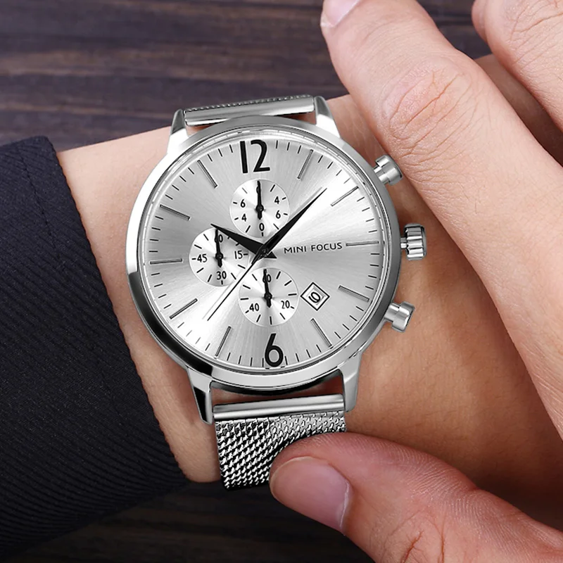 Серебряные часы мужские модные спортивные кварцевые мужские часы, наручные часы лучший бренд класса люкс полностью стальные деловые водонепроницаемые часы Relogio Masculino