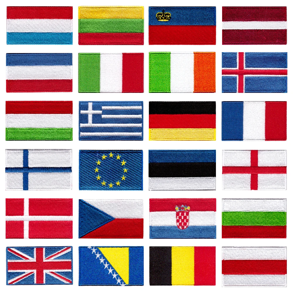 

Embroidery Patches Italy EU Greece Bulgaria France Denmark Germany UK Austria Iceland Finland England Ireland Czech European Fl