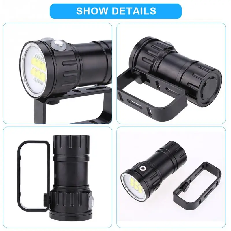 LED Diving Flashlight 3.7V 28800Lm lanterna 18650 Photography 80m Torch Light with Bracket Stand | Лампы и освещение