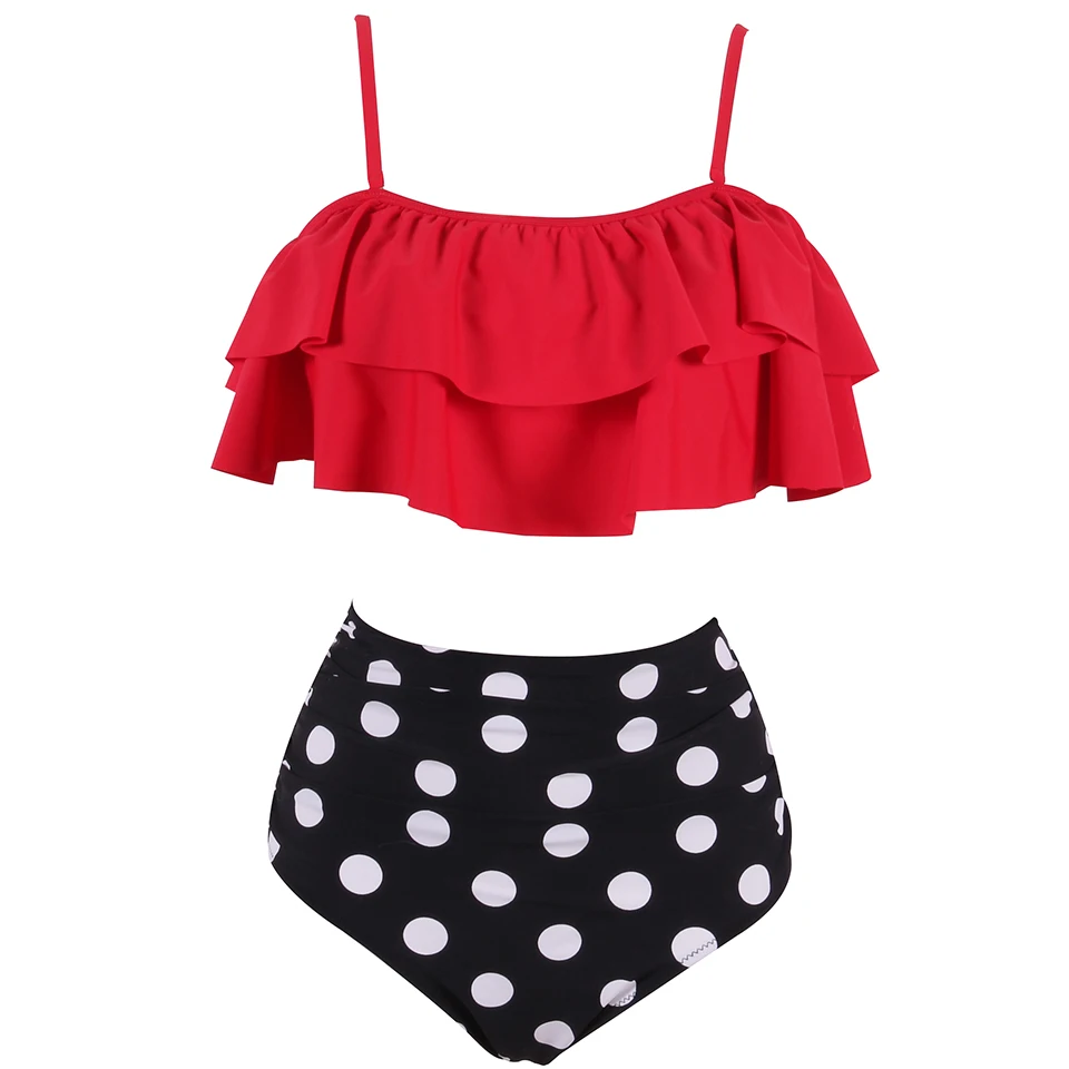 NAKIAEOI 2018 Newest Bikinis Women Swimsuit High Waist Bathing Suit Plus Size Swimwear Push Up Bikini Set Vintage Beach Wear