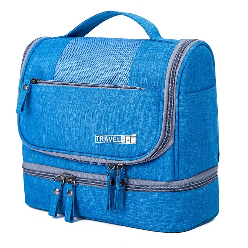 Водонепроницаемая мужская сумка для макияжа, Оксфорд, органайзер для путешествий, косметичка для женщин, несессер, чехол для макияжа, сумка для туалетных принадлежностей - Цвет: blue