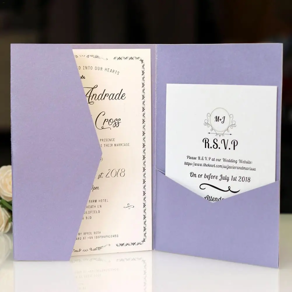  10Pcs Sample Wedding Invitations White Pearl Paper Invitation Card for Wedding Postcard Birthday Pa - 32916301566