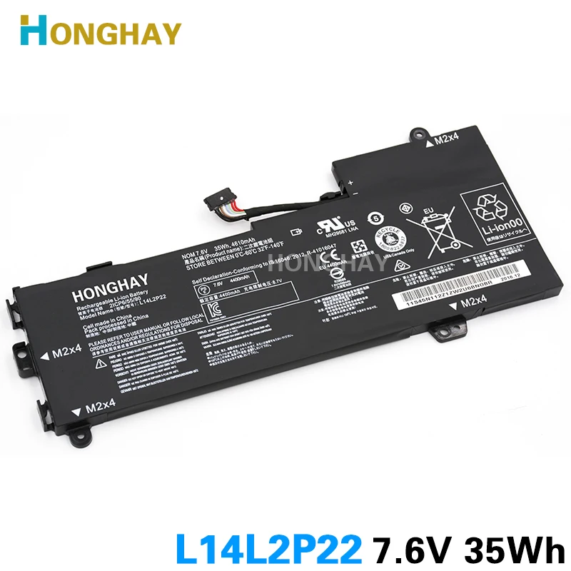 HONGHAY L14L2P22 Laptop Battery for LENOVO U30 U30-70 E31-70 U31-70 IFI L14S2P22 L14M2P24 7.6V 35WH