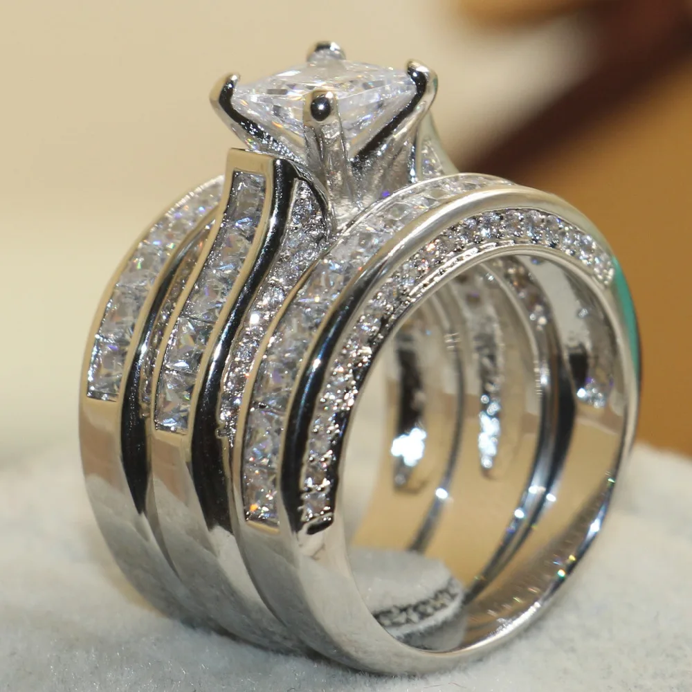Victoria Wieck Princess Cut Brand Jewelry 925 Sterling Silver White Sapphire CZ Diamond Wedding Bridal Women