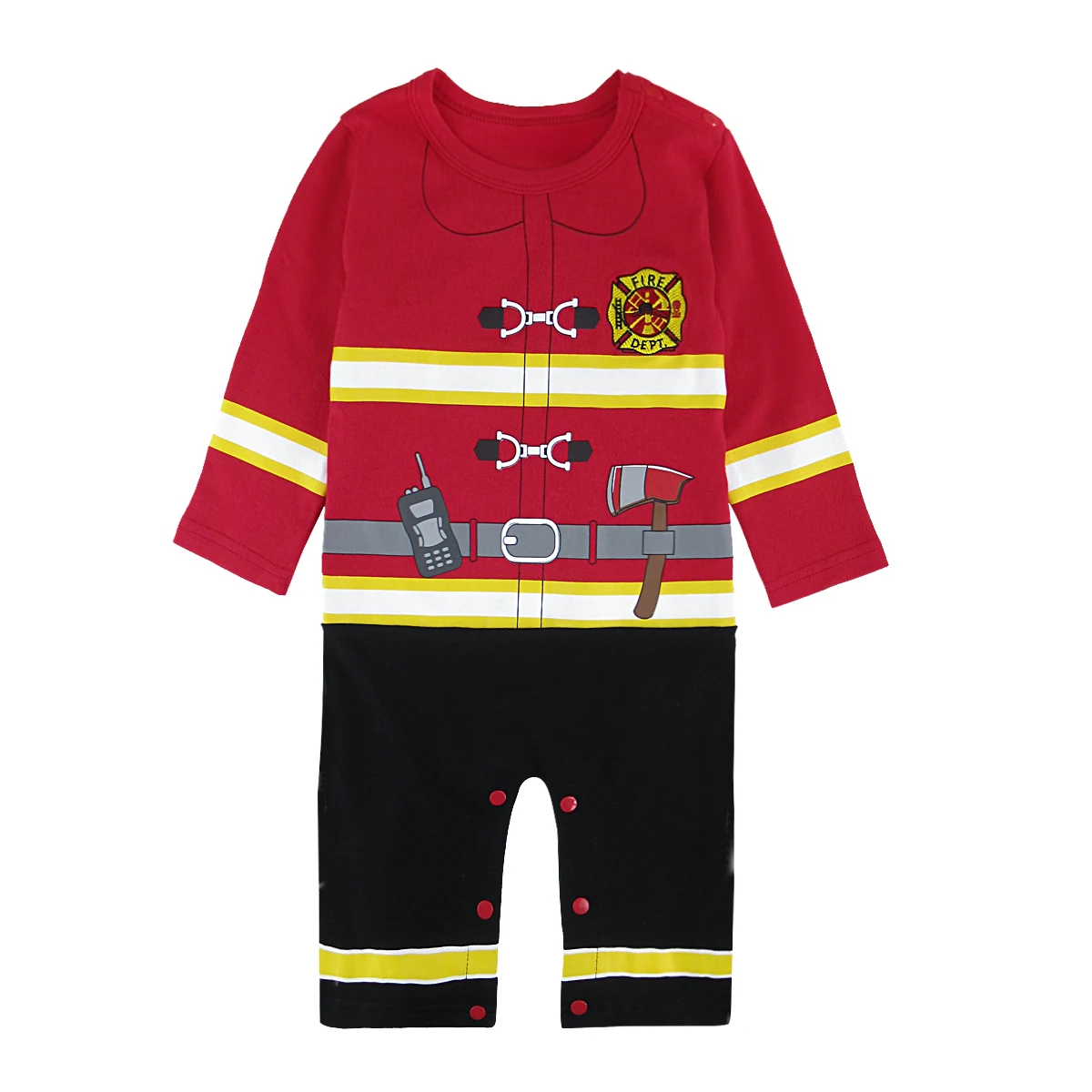 Костюм пожарного комбинезон со шляпой для маленьких мальчиков, Забавный костюм для игр 3-18 месяцев