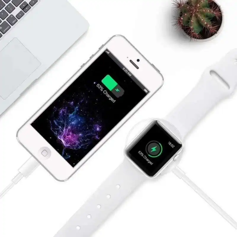 2 in 1 Wireless Charger For Apple Watch Series 1 2 3 4 USB Magnetic Charging Cable 1.2 Meter For iPhone 5 6 7 8 X/plus New