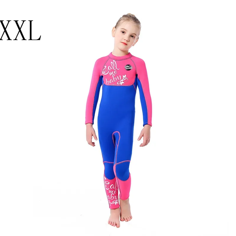 Детский цельнокроеный солнцезащитный термокупальник для девочек с длинным рукавом для плавания, полосатая блузка для дайвинга, купальный костюм - Цвет: DLXXL