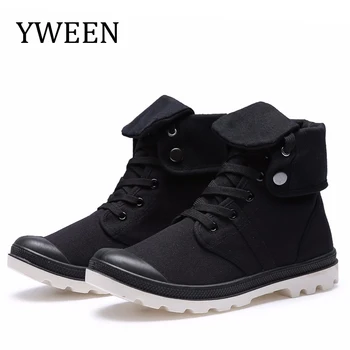 

YWEEN Spring Autumn Shoes Men Canvas Shoes Lace-up High Style Men Casual Shoes Outdoor Shoes Men