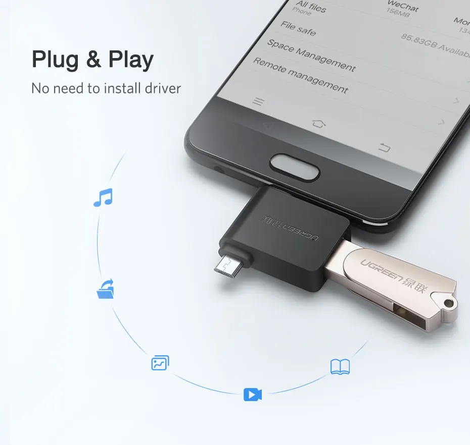 Ugreen OTG кабель адаптер 2 в 1 Micro usb type C к USB 3,0 адаптер OTG конвертер для samsung Galaxy S10 S9 адаптер для мобильного телефона