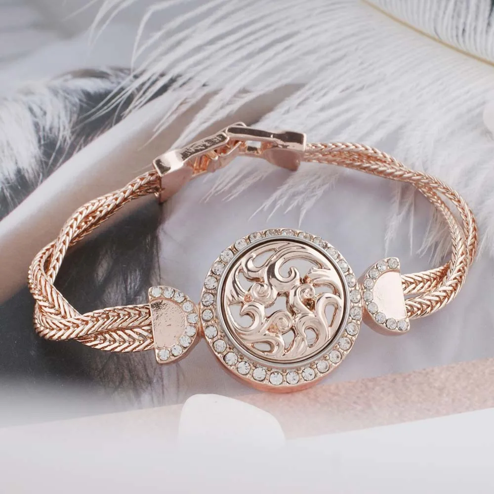 

2018 Newest Trend Rose Gold chain Rhinestone Bracelet For Women Minimalism fit 18mm Snap Button Mother's Day Gifts KC0760KC5658