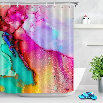 

LB 180*180CM 3D Abstract Watercolor Painting Shower Curtain Bath Mat Set Waterproof Polyester Bathroom Curtain For Bathtub Decor
