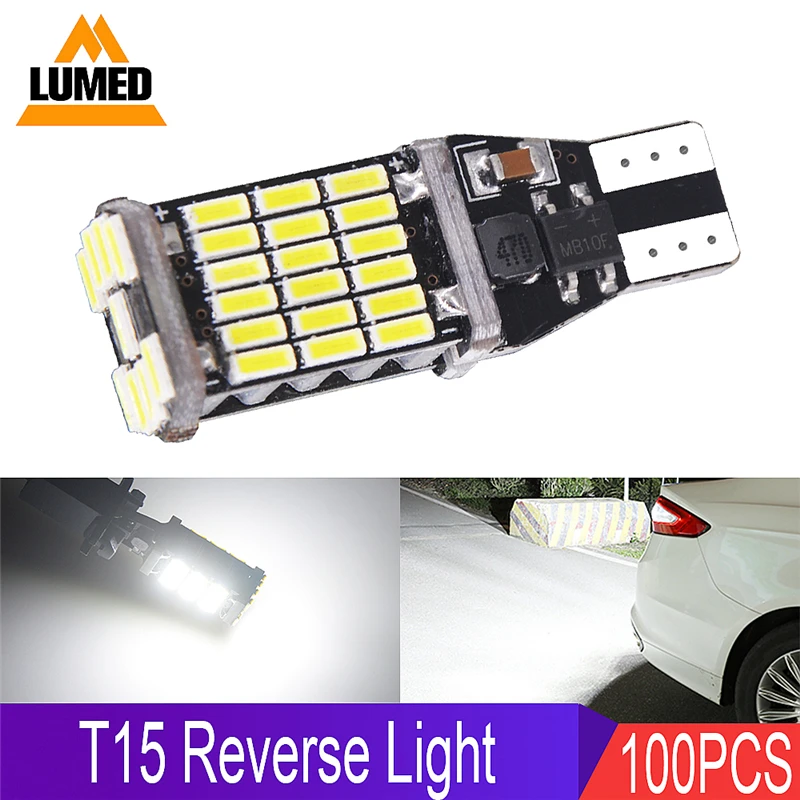 

100x T15 W16W LED Reverse Light Bulbs 920 921 912 Canbus Highlight 45 4014 LED Backup Parking Light Lamp Bulbs