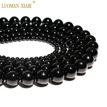 

AAA+New Black Onyx Agat Chalcedony DIY Handmade Natural Stone Beads For Jewelry Making Round Shape 4 /6/8/10/12 mm Strand 15''