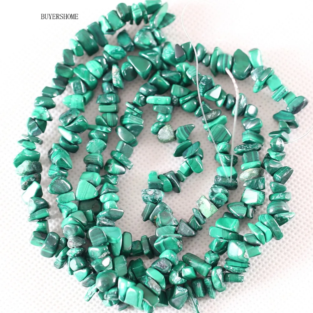 

BUYERSHOME DIY Bracelet Necklace Jewelry Accessories Making 5-8MM Natural Stone Green Malachite Chip loose Beads 35inches S001