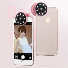 Светодиодный перезаряжаемый кольцевой светильник для селфи широкоугольный объектив для селфи вспышка света рыбий глаз широкоугольный телефон вспышка для селфи