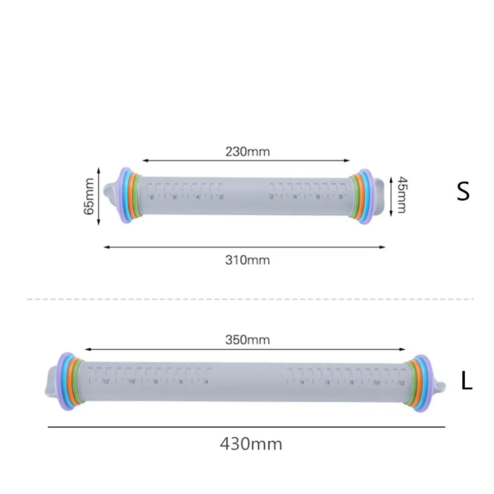 Антипригарный Роллинг-штифт силиконовый для придания формы мастике, весы для помадки, регулируемый торт, тесто-ролик, оборудование для выпечки, инструмент