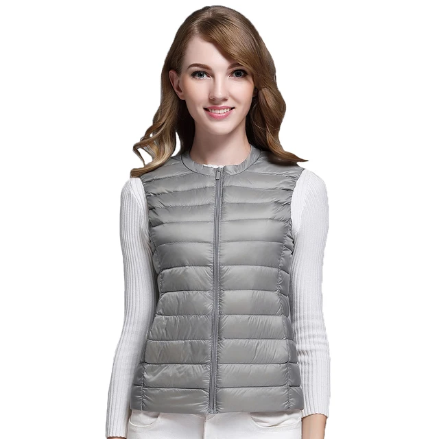 2018 New Women 90% White Duck Down Vest Women's Ultra Light Duck Down Vest Jacket Autumn Winter Round Collar Sleeveless Coat 1