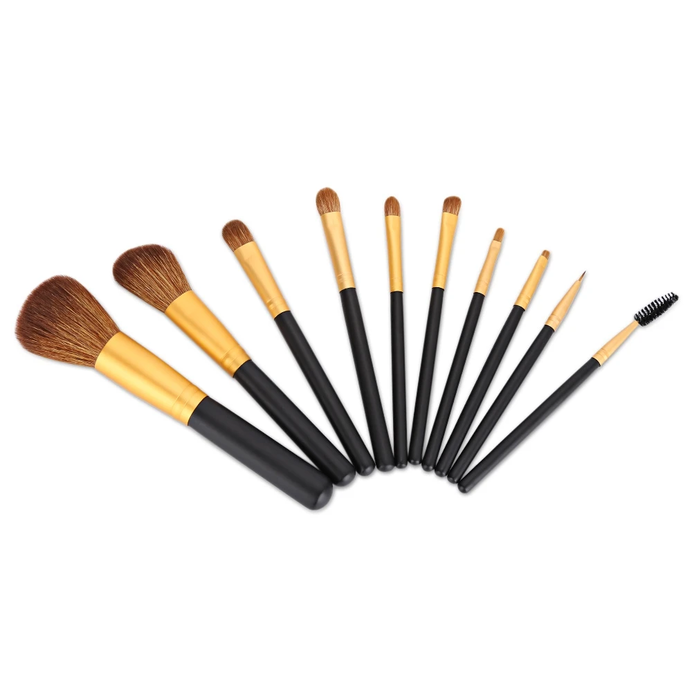 

10pcs Portable Cosmetics Foundation Tools Makeup Brushes Set with Leather Bag