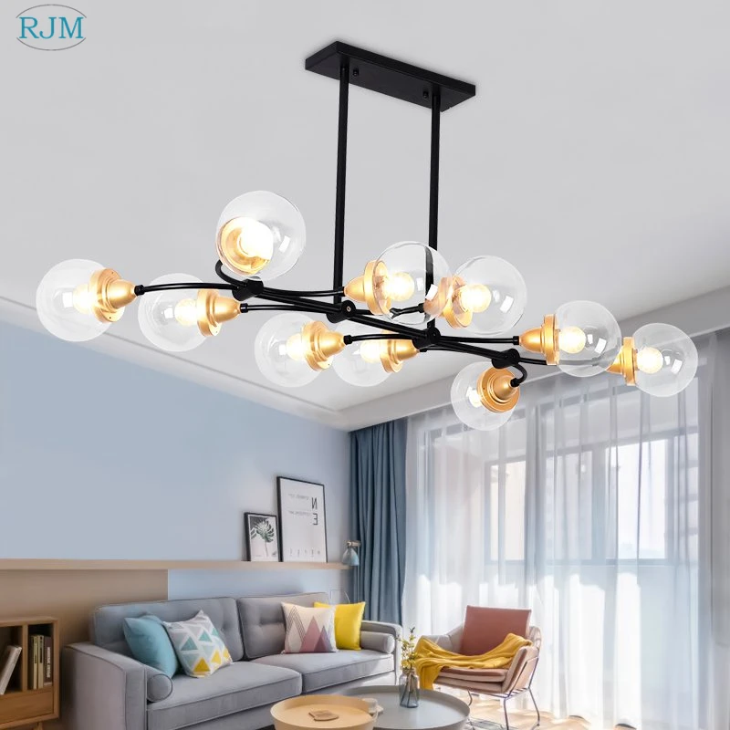 

Nordic Personality Creative Iron Chandelier Simple Modern Glass Lampshade Rotating Hang Lamp Living Room Restaurant Home Lights