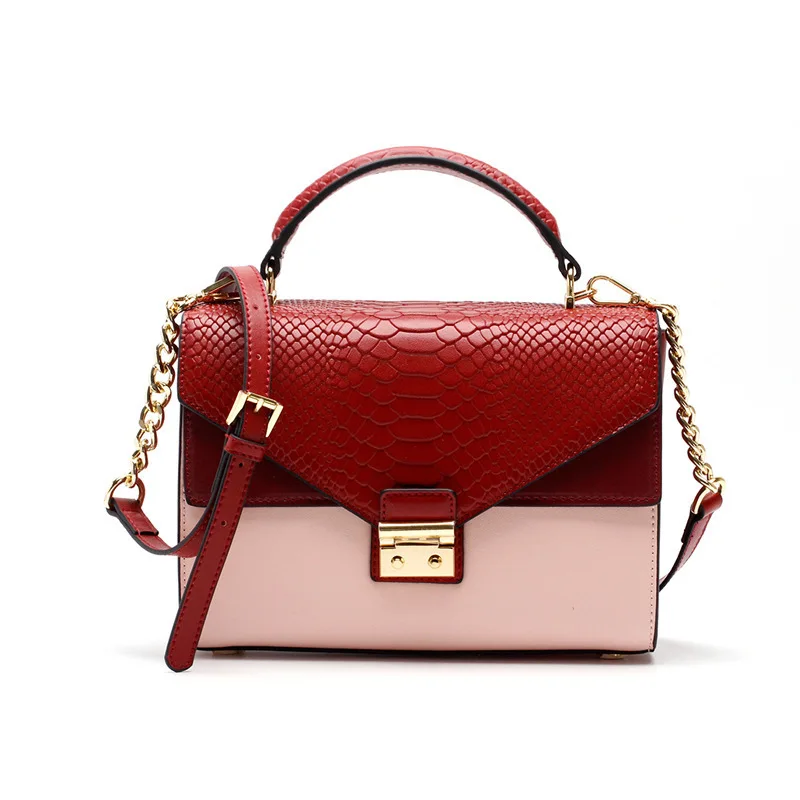 

Kajie Panelled Designer Genuine Leather Luxury Handbags For Women Snake Pattern Top-handle Soft Shoulder Crossbody Chain Bag