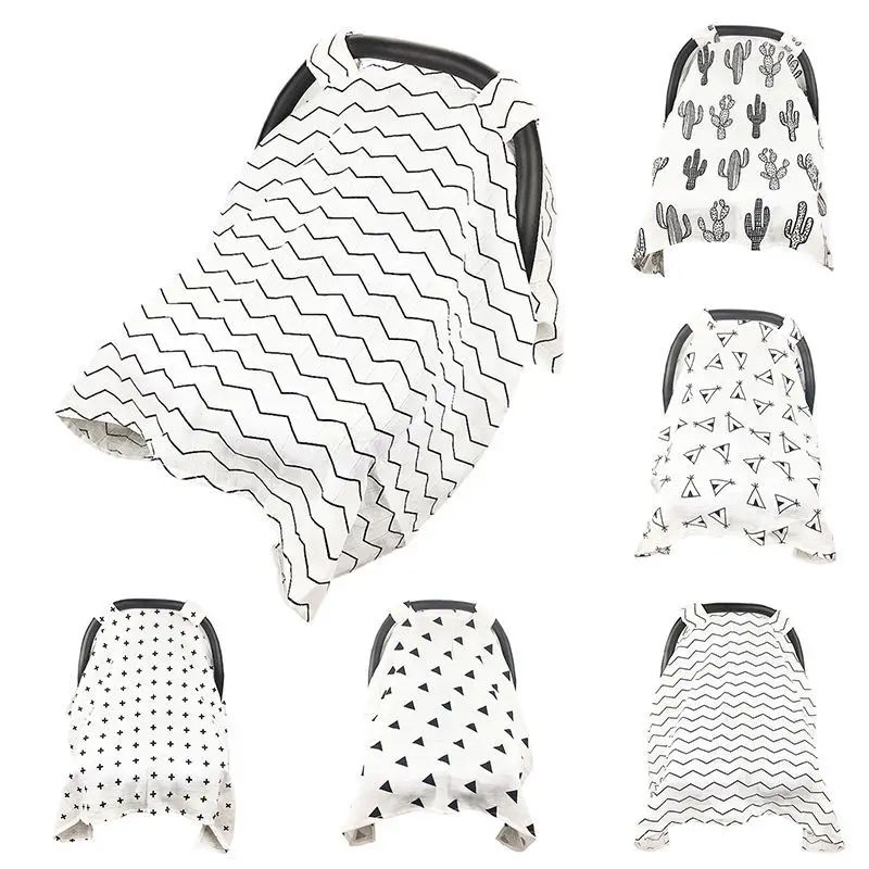 

Muslin Blanket Car Seat Cover Sunshiled Sun shade Safety Basket Cart Cradle Cap Visor Sun Canopy accessories