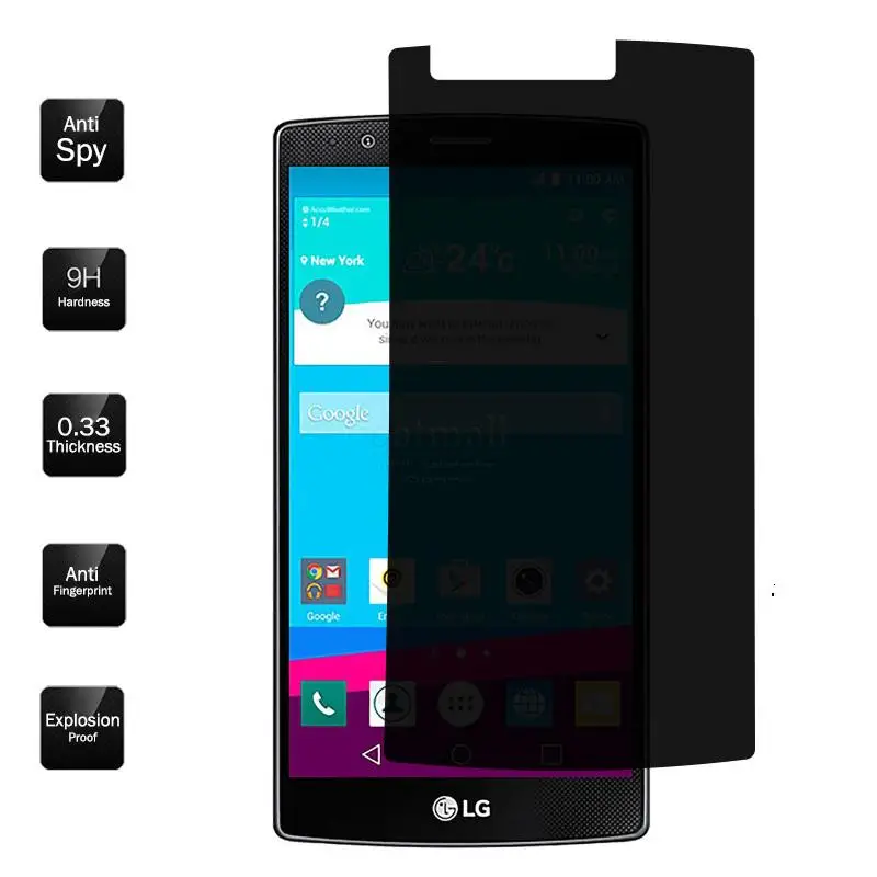 

New 0.33mm Anti Spy Privacy Tempered Glass For LG G2 G3 G4 Glass Screen Protector Glass Film For LG G2 Lite 9H