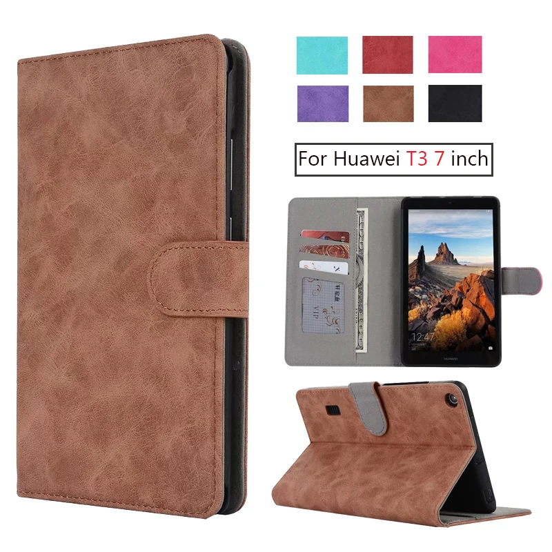 

For Huawei T3 7.0 Wifi Flip PU Leather Case Cover Slim Shockproof Wallet Tablet Fundas For MediaPad T3 7 BG2-W09 Stand shell