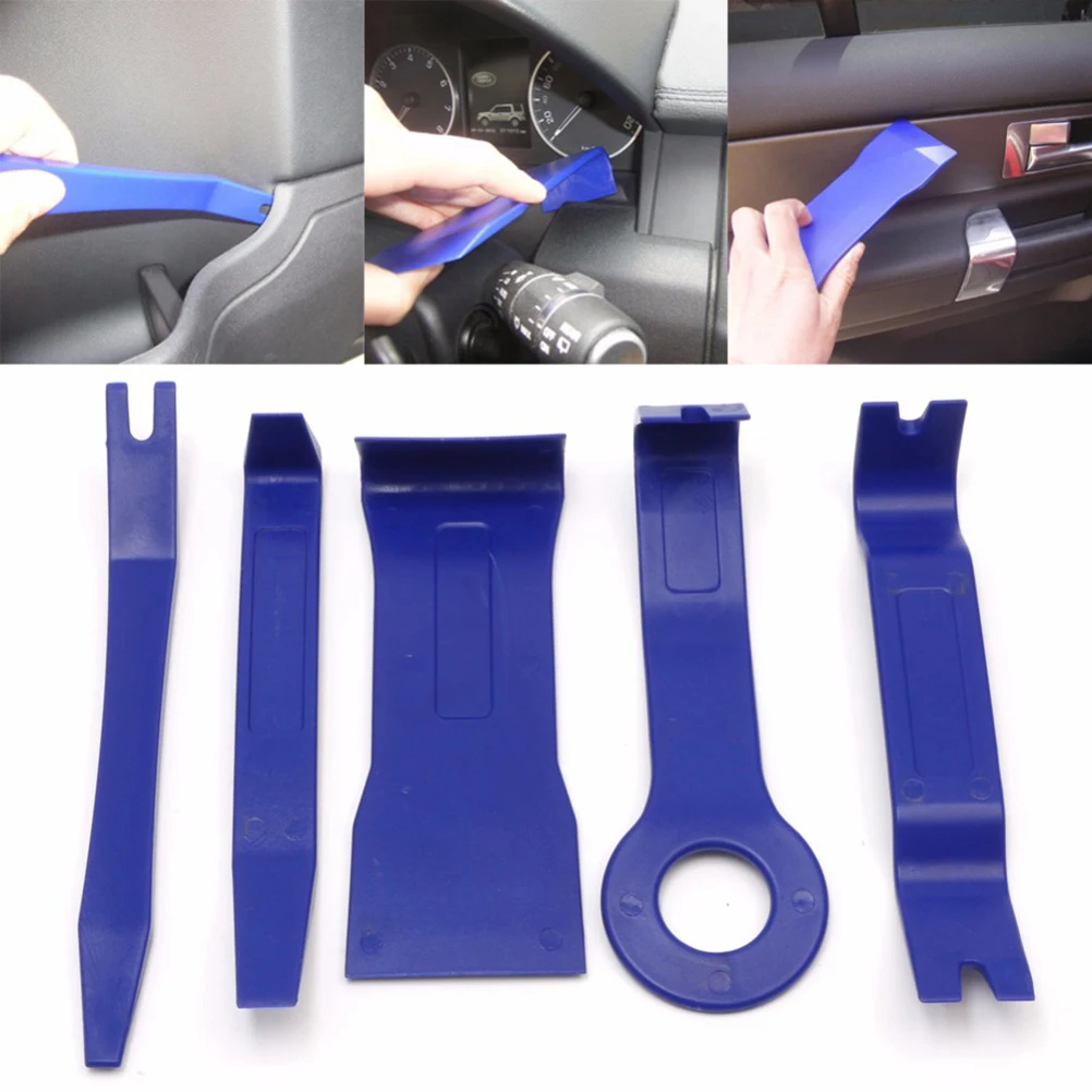 5pcs Auto Trim Removal Tool Kit Fastener Remover Pry Bar Scrapper Set Body Repair Tools Door Molding Dash Panel Tire |