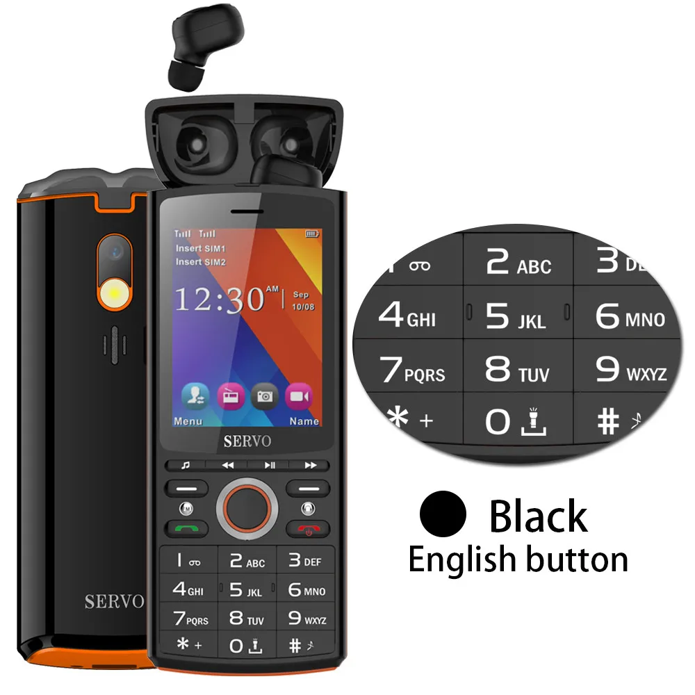 Dual SIM карты сотовый телефон SERVO R25 с Bluetooth 5,0 наушники-вкладыши TWS с Беспроводной наушники 2," Мощность банк 6000mAh GSM WCDMA GPS мобильный телефон - Цвет: Black English Button
