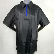 С коротким рукавом и молнией Парикмахерская накидка с индивидуальным воротником салонный техник костюмный фартук-платье для косметички работы водонепроницаемый U844